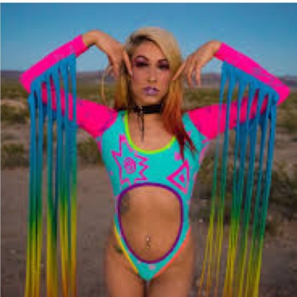Colorful Women's Fringe Swim Bodysuit